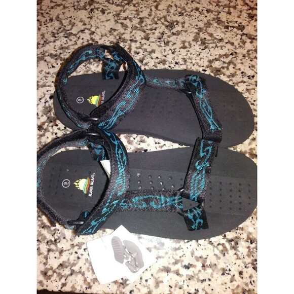 Aloha Island Sport Sandals~Water Shoes~Black/Blue~Adjustable~Womens 9 NEW w/Tags - Picture 2 of 4